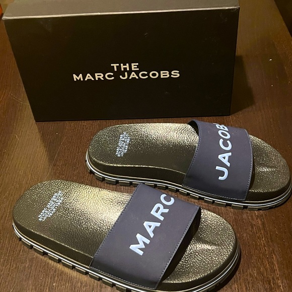 Marc Jacobs Shoes Marc Jacobs Slide Sandals In Navy And Light Blue